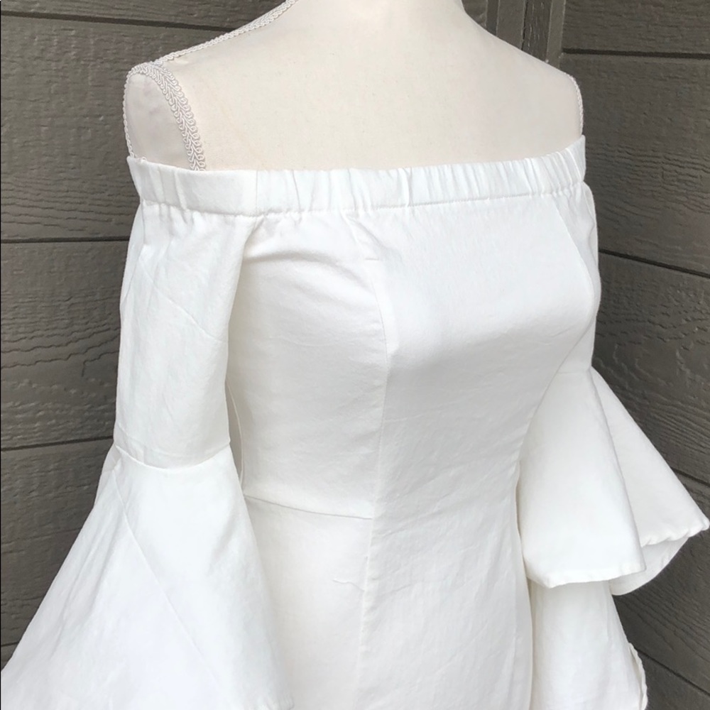 Jealous Tomato White Off the Shoulder Ruffle Dress - Picture 4 of 8